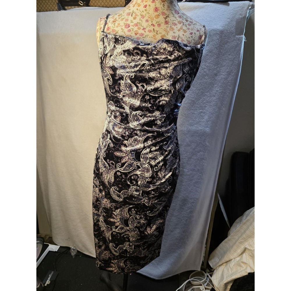 Laundry Shelli Segal Metallic Paisley Velvet Dress Glam Dark Romantic Goth Y2K 6